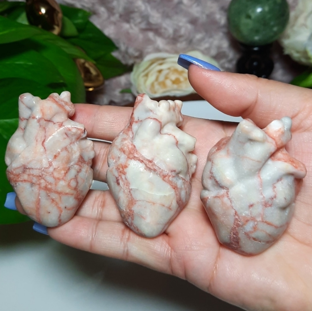 1 Red vein Jasper anatomical heart